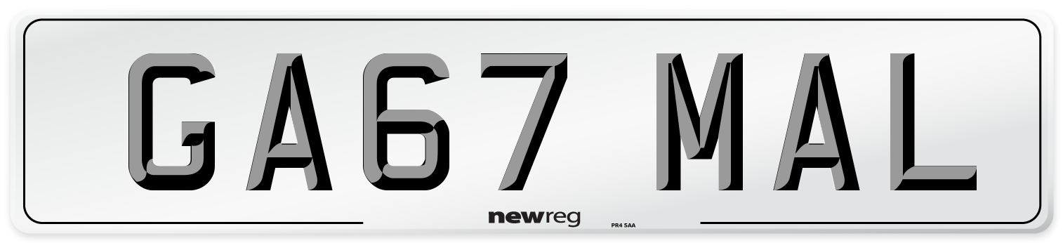 GA67 MAL Number Plate from New Reg